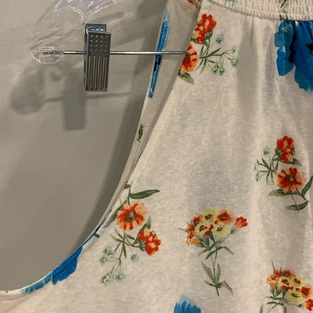LOFT Floral Tank Top - White and Blue - Picture 5 of 10
